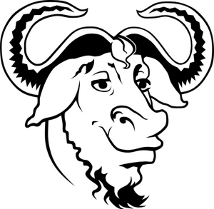 This Image depicts a bodyless Bull-like animal who is smirking at the user, this image is for the logo for GNU Project.
